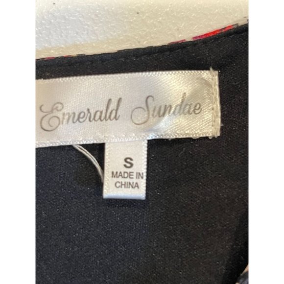 Emerald Sundae Womens Floral Shift Dress 3/4 Sleeve Back Keyhole White Purple S - Picture 6 of 8